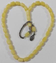 OSMANLI DÖNEMİ OBJEDEN YAPILMA BEYAZ BULUTLU KREM RENGİ HARİKA DAMLA KEHRİBAR TESPİH İKİ YEDEK DANELİ GÜMÜŞ PÜSKÜLLÜ TTT1Q1A1 ÇOK NADİR