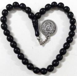 ESKİ DÖNEMİ OLTU TAŞI TESPİH MUHTEŞEM GÜMÜŞ-PİRİNÇ ALAŞIM PÜSKÜLLÜ JJJ2RR3 NADİR