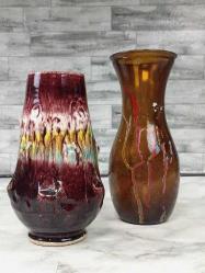 Eskilerden Akıtma Boya Tekniği İle Yapılmış Cam ve Çanakkale Seramik Vazolar