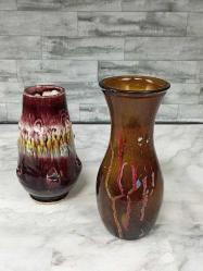 Eskilerden Akıtma Boya Tekniği İle Yapılmış Cam ve Çanakkale Seramik Vazolar