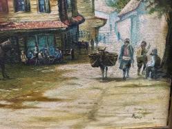 İstanbul'da oryantalist figürlü peyzaj -İmza Ahmet