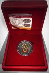 2025 Galatasaray 25. Şampiyonluk Okside Gümüş Hatıra Parası - 2024-2025 Trendyol Süper Lig Sertifikalı ( Orjinal Kutusunda)