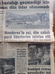 Hürriyet Gazetesi -  Turkish Newspaper - 17 Eylül 1961 - Fatin Rüştü Zorlu Ve Hasan Polatkan İdam Edildi - Adnan Menderes'in Hastalığı Geçmediği İçin Hakkındaki Ölüm Cezası Dün İnfaz Olunamadı - Yassıada Sanıkları Kayseri Cezaevinde Bekleniyor - Adana'da Yoklama Kemal Satır Kaybetti - Adnan Menderes'in Eşi Berrin Menderes Dün Sabah Parti Liderlerine Telefon Etti - müebbet hapse mahkum olanların cezalarını çekeceği İmralı adası Fotoğrafı - Adalet Partisi Ege Teşkilatında Çözülmeler Var - Dört Parti'nin Genel Başkanı Cemal Gürsel İle Görüştüler - karaköy'de tesis edilen Yeni Çarşı Fotoğrafı - ÇBS Boya - Alsancak Stadındaki Maçta Galatasaray 1 Göztepe 1 - Fenerbahçe Ankaragücü'nü Dünkü Maçta 2 1 Yendi - Metin Oktay'lı Palermo Bugün Catania İle Oynuyor fotoğraf - Lefter Küçükandonyadis - Fatoş Çizgi Roman - Güngörmüşler Çizgi Roman -  Toto Maçında Hacettepe Galip - Beşiktaş'ın Beraberlikle Golü Fotoğraf - İzmir fuarını 1,5 milyon kişi ziyaret etti - Kerim Han ile Anuşka evlenecekler Foto