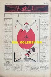 Osmanlıca Akbaba Mizah Dergisi-Gazetesi, Orijinal Dönem Basım, (Ottoman Magazine-Newspaper) - 21 Nisan 1927 - Sayı: 456 - Karikatürist Ramiz Gökçe'nin Sovyetler Birliği'nde Stalin'in Kanlı Tasfiye Dönemini Tasvir Eden Çalışması: Rusya'nın, Dünyaya Paskalya Hediyesi: 