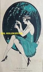 Osmanlıca Akbaba Mizah Dergisi-Gazetesi, Orijinal Dönem Basım, (Ottoman Magazine-Newspaper) - 7 Nisan 1927 - Sayı: 452 - Karikatürist Ramiz Gökçe'nin Çalışması: Bahar Eğlencelerinden: Papatya Falı... 