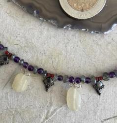 El İşçiliği Dizi Doğal Taş Gümüş Kolye ERK Tasarım