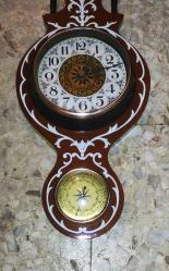 19610-MUHTEŞEM  GÜZELLİKDE  BAROMETRE+TERMOMETRE VE GÜNCEL SAAT DETAYLI DUVAR SAATİ