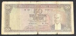 5 EMİSYON 7 TERTİP 50 LİRA SERİ R05 038513 TEMİZ