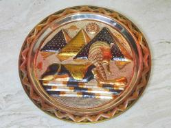 19625-ÇOK ŞAHANE BAKIR ÜZERİNDE KABARTMALI RESİM BULUNAN DUVAR TABAĞI