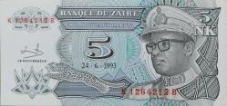 ZAİRE 5 Nouveaux Makuta, 1993 ÇİL