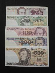 POLONYA,  20-50-100-200-500 ZLOTYCH, 1982/1988, ÇİL