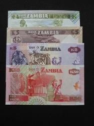 ZAMBİA  2-5-5-50 KWACHA, 1992/2021, ÇİL Toplam 4 banknot