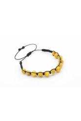 Makrome Model Sertifikalı Hakiki Sarı Damla Kehribar Bileklik