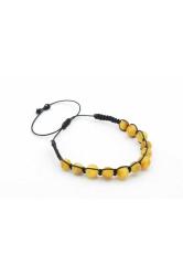 Makrome Model Sertifikalı Hakiki Sarı Damla Kehribar Bileklik