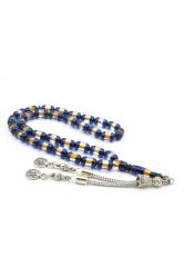 Kapsül Kesim Günlük Boy Sarı Lacivert Sürmeli Sıkma Kehribar Tesbih