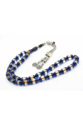 Kapsül Kesim Günlük Boy Sarı Lacivert Sürmeli Sıkma Kehribar Tesbih