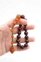 Ahmet Emin Yapımı Osmanlı Model Küre Vişne Sıkma Kehribar Efe Maskot Tesbih