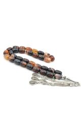 Hakiki Doğal Kapsül Kesim Çizgili Akik Tesbih 1.Kalite Doğal Taş