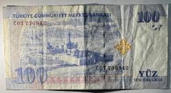 8.Emisyon 100 Yeni Türk Lirası (YTL) C07 736942 Koleksiyonluk Eski Para Çok Temiz+ Kondisyonda