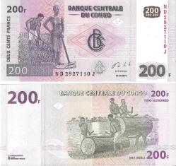 Demokratik Kongo 2013 Yılı 200 Frank Yabancı Kağıt Para Çil (Unc) Koleksiyon Para