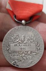 1946 FRANSA TİCARET VE SANAYİ BAKANLIĞI ONUR-ŞÜKRAN-BAŞARI ORİJİNAL KURDELALI GÜMÜŞ MADALYASI 3TT1RR1 ÇOK NADİR