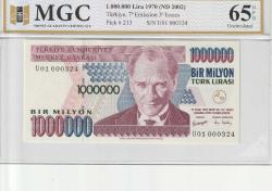 LOT.5 » 1 Milyon Lira 7. Emisyon 3.Tertip Seri U01, Sertifikalı MGC 65