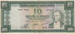 10 Lira 5.Emisyon 2.Tertip Seri R28 ÇT+