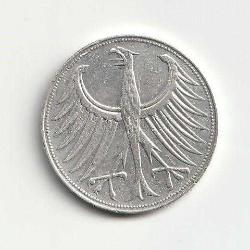 Koleksiyon Ürünü Almanya 5 Mark Gümüş 11,20 Gr 1957 Basımlı