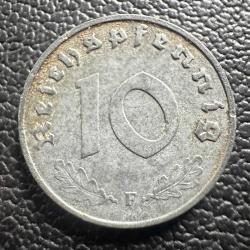 Nazi Almanyası 10 Reichspfennig 1942 F. Gamalı Haç Detaylı. Çinko. Doğal Koyu Gri Renk