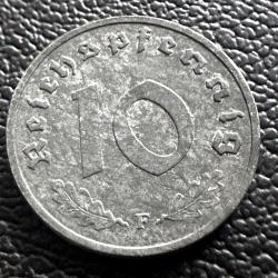 Nazi Almanyası 10 Reichspfennig 1944 F. Gamalı Haç Detaylı. Çinko. Doğal Koyu Gri Renk
