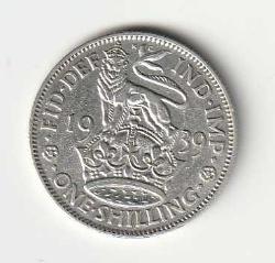 Koleksiyon Ürünü Birleşik Krallık 1 Şilin 1939 5.66 gr Gümüş Kral VI.George