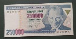 7 Emisyon A 04 Seri 250 Bin Lira Çil