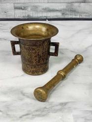 Antika 1800'ler Osmanlı Döküm Kulaklı Havan