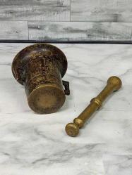 Antika 1800'ler Osmanlı Döküm Kulaklı Havan