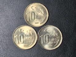 1997-1998-1999 YILLARINA AİT 10 BİN TÜRK LİRASI ÇİL 3 LÜ SET TCM 5233