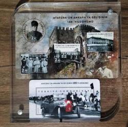 2019  ve 2020 Atatürk'ün Ankara'ya Gelişinin 100. Yıldönümü Mnh Lüks Blok Pul MIKNATISLI ŞEFFAF PLEKSİ 16X15 CM