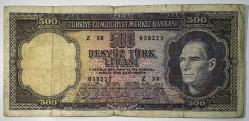5. Emisyon 4. Tertip 500 Türk Lirası Z38 038223 Çok Temiz Kondisyonda Koleksiyonluk Eski Para