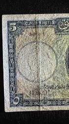 1. Emisyon Türkiye Cumhuriyeti 5 Livre *Seri 1 Çt+