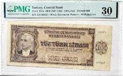 LOT.12 » 3. Emisyon TC  100 TL - (İsmet İNÖNÜ-Üzüm Yiyen Kız) A'9 Serisi PMG 30 Çt