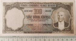 5.EMİSYON 2.TERTİP 100 TÜRK LİRASI KAĞIT PARA SERİ H12 18680 SERİ NOLU SERİNİN EN NADİRİDİR NATUREL OLUP ÇOK ÇOK TEMİZDİR ÇOK NADİRDİR