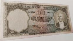 5.EMİSYON 2.TERTİP 100 TÜRK LİRASI KAĞIT PARA SERİ H12 18680 SERİ NOLU SERİNİN EN NADİRİDİR NATUREL OLUP ÇOK ÇOK TEMİZDİR ÇOK NADİRDİR