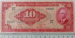 4.EMİSYON 1.TERTİP 10 ON TÜRK LİRASI SERİ J14 22245 SERİ NUMARALI KAĞIT PARA NATÜREL ÇOK TEMİZ EN NADİRİ