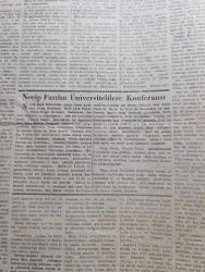 Büyük Doğu Gazetesi - Turkish Newspaper - 22 Nisan 1949 - Yeni marifet arkadaşlar birleşelim komünist olalım vatanı kurtaralım - tarihi sual - haftanın manzarası - kızıllar yabancılar pahalılık ve Fahri Kurtuluş - 1001 çerçeve inşallah yazan Necip Fazıl Kısakürek - ah şu Vali bey - bay Lütfi Kırdar 1937'de Manisa valisidir onu Manisa Valiliğine getiren de İsmet İnönü'dür - sanat ilim dava ideoloji - Necip Fazıl Kısakürek'in Üniversitelilere konferansı - beyazıt'ta Milli Türk Talebe Birliğine ait Marmara lokalinde manevi değerler ve komünizma adlı konferans verildi - Mümin Kâfir - Eyüp peygamber - İmamı Rabbani - çöle inen Nur yazan Necip Fazıl Kısakürek yazı dizisi - Şuayp peygamber - Karl Marx - Engels - 1847'de bütün kalıbı dökülmüş olan nazari komünist federasyonunun ana direkleri - meşhur komünist beyannamesi - Birinci enternasyonal - vesikalar yazan dedektif X Bir - Ortaklar nahiyesi burada Ortaklar köy enstitüsü vardır - Mehmet Ali Gölesalan Kamp subayı oluyor