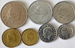 Türkiye Cumhuriyeti  1988 Yılı 1/5/10/25/50/100/100 Lira Set ÇA/ÇT   6738