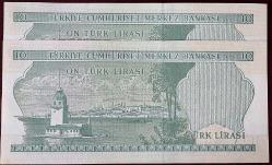 Türkiye Cumhuriyeti 6. Emisyon 2. Tertip 10 Lira K73 190690-91 Seri Takipli  ÇİL