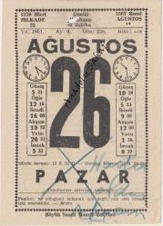 26 Ağustos 1951 / Büyük Saatli Maarif Takvimi