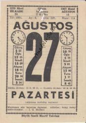 27 Ağustos 1951 / Büyük Saatli Maarif Takvimi