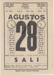 28 Ağustos 1951 / Büyük Saatli Maarif Takvimi