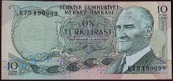 Türkiye Cumhuriyeti 6. Emisyon 2. Tertip 10 Lira K73 190698 ÇİL