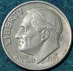 AMERİKA 1 Dime (Roosevelt), 1981 ÇÇT 